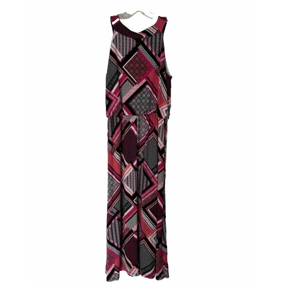 Women’s Liquid Knit Dress Embellished Multicolor Long Sleeveless Geometric Sz L - Picture 5 of 16